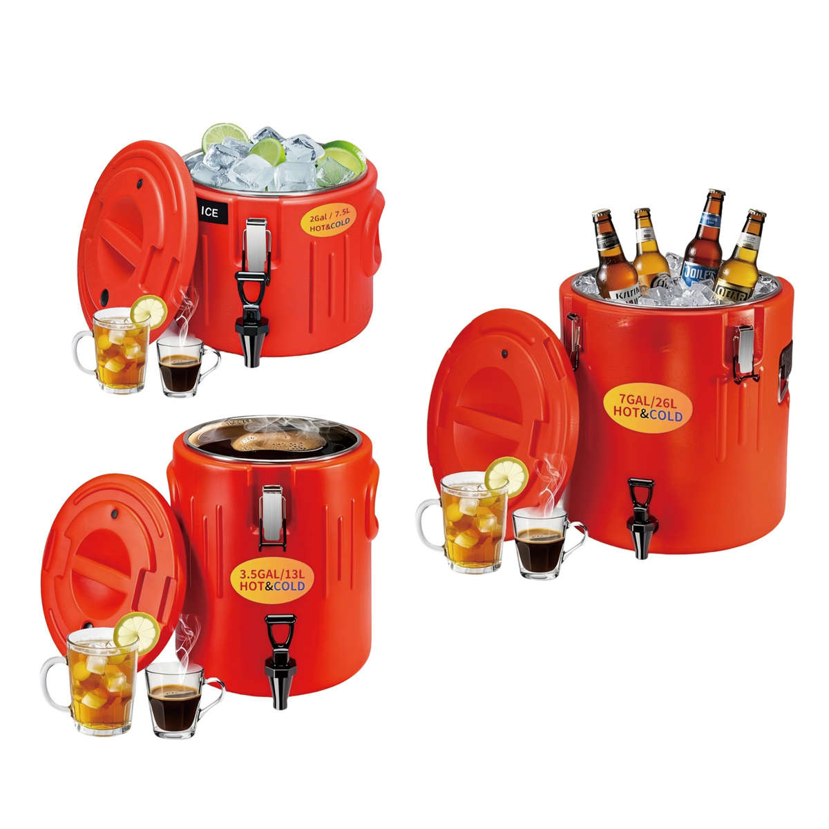 Ice Bucket Color Red Capacity2Gal  7.5L
