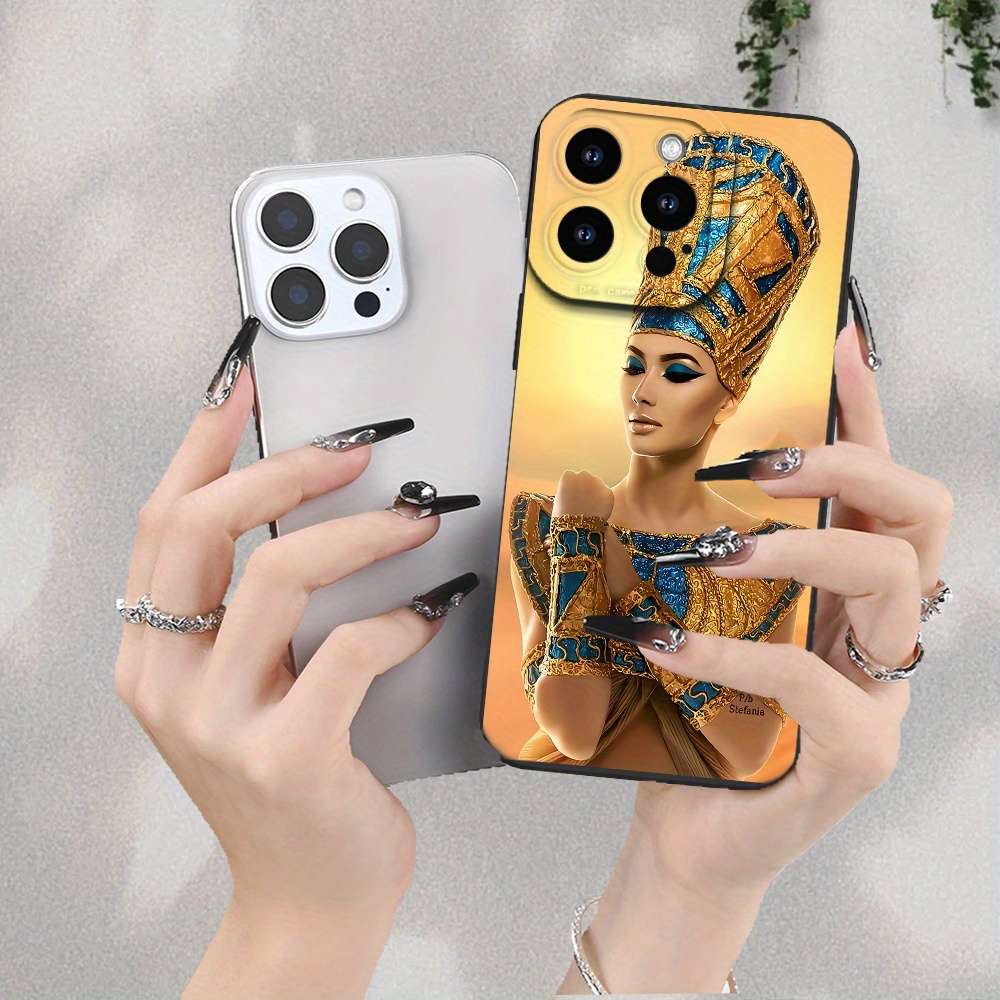 1Pc Black For iPhone 16 Pro Egyptian Queen Phone Case