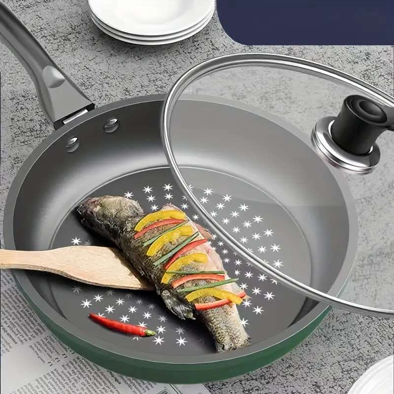 Frying Pan Color Green 24.0Cm Without Cover Sizedimensions 26.5Cm*25Cm*6Cm Weight 732G