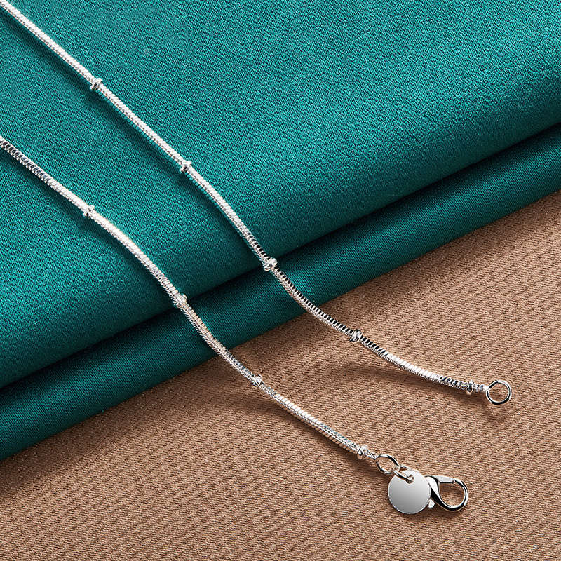 Rhinestone Stylish Plated Snake Chain Silver