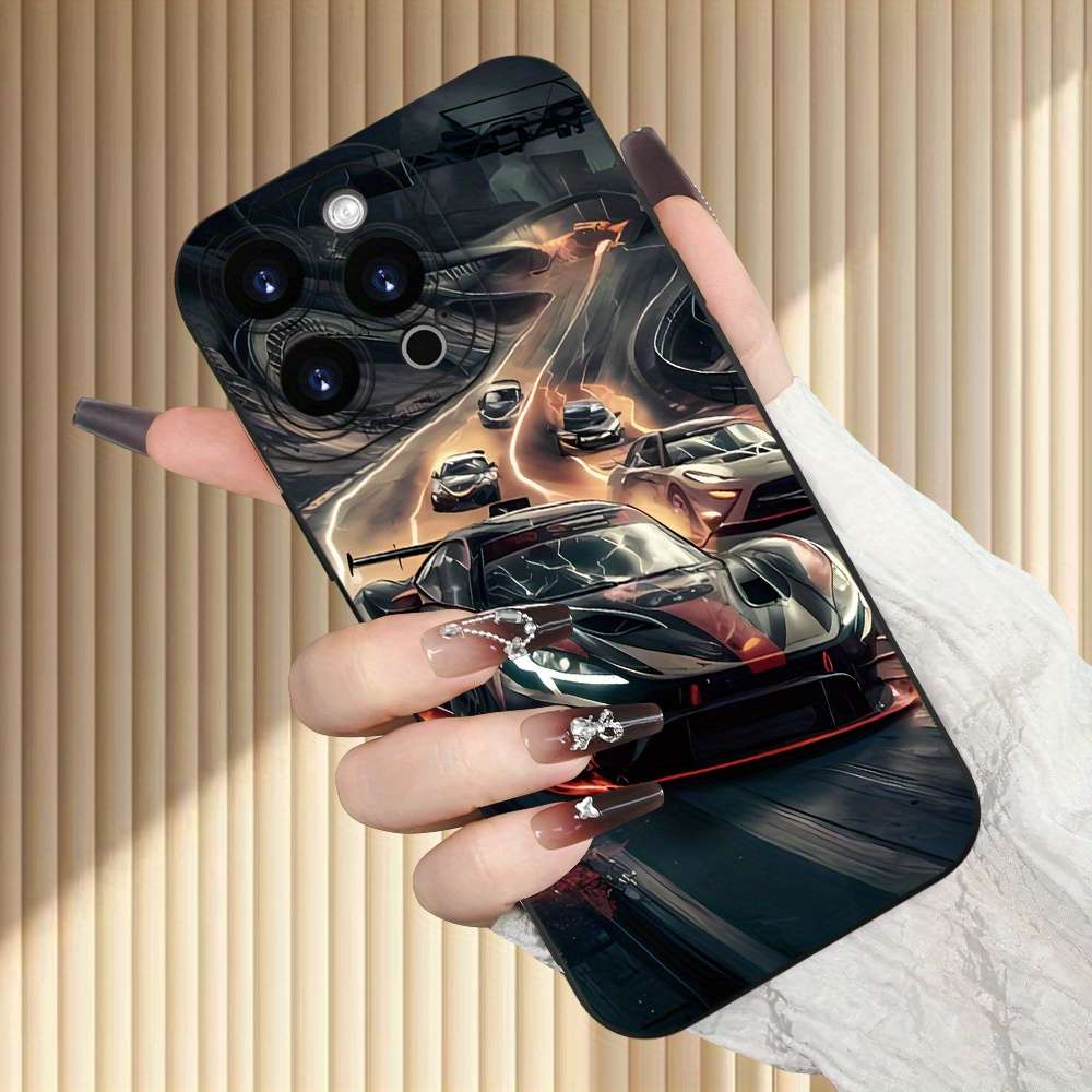 1Pc Black For iPhone 16 Plus Cool Sports Car Phone Case