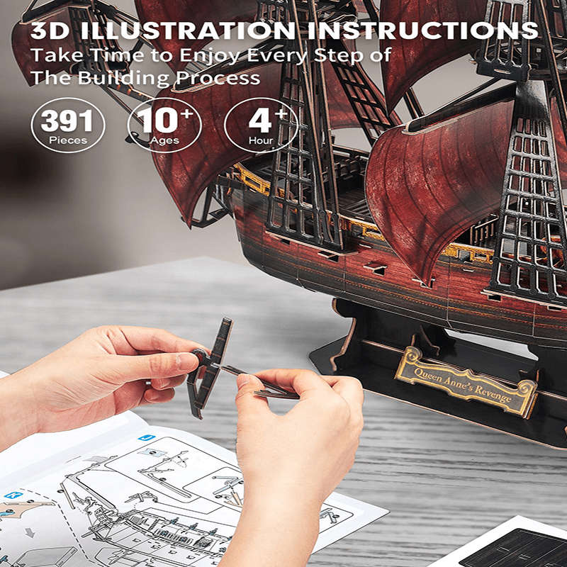 3D Jigsaw Puzzle Model Ship Items Laser Red Queen Anne Revenge