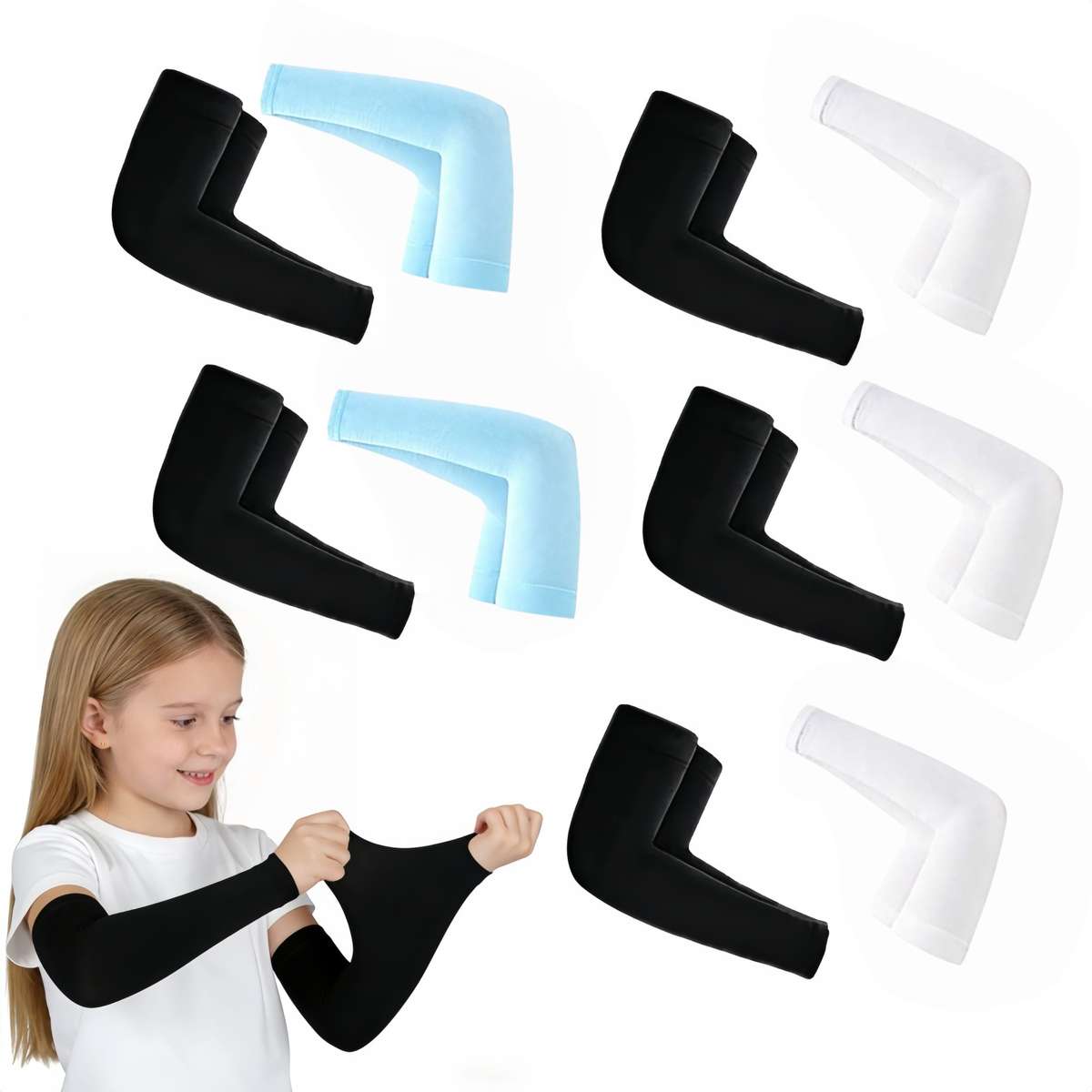 Sunscreen Sleeves Color 10 Pairs 5 Pairs Black 5 Pairs White