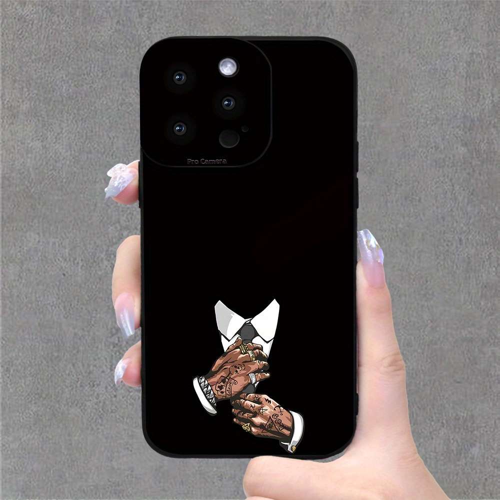1Pc Black For iPhone 15 Plus Handsome Suit Man Phone Case