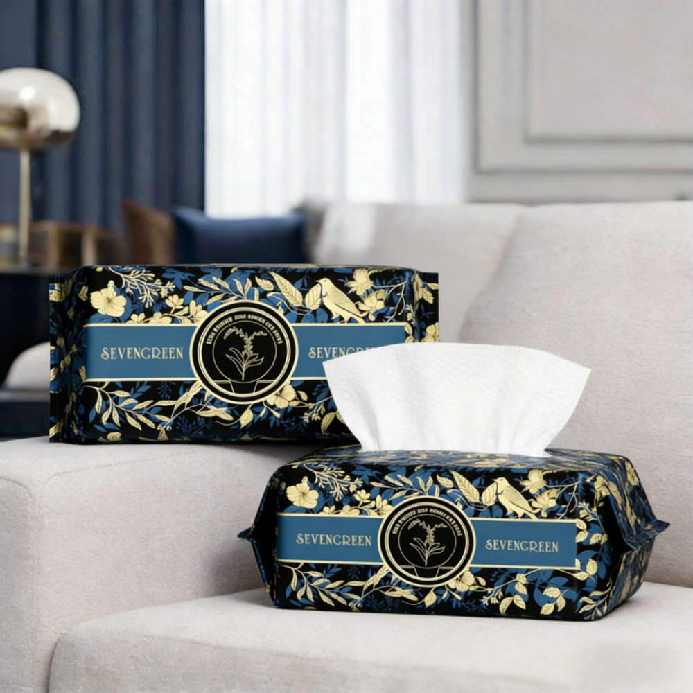 Wet Wipes Style Vintage Blue Golden Floral Quantity3Pcs