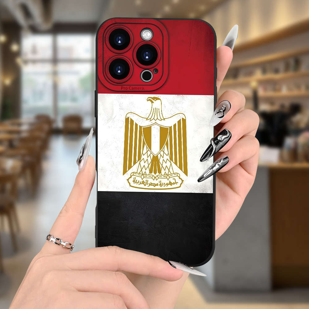1Pc Black For iPhone 13 Mini Egyptian Flag Design Phone Case