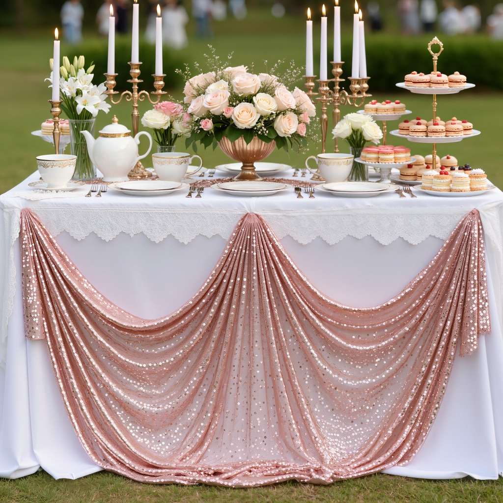 Wedding Supplies Color Rose Golden Size 30*280Cm Table Runner  4 Self Adhesive Stickers