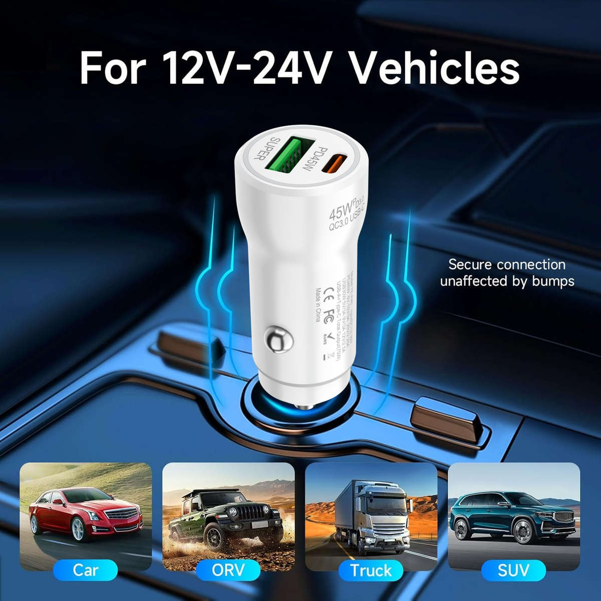Charger Items 1Pc Car Charger Add 2Pcs 1M Cable