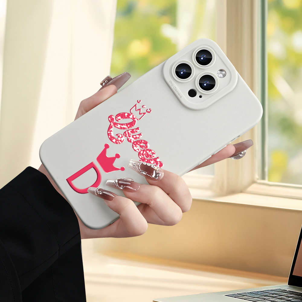 1Pc Ivory White For iPhone 14 Plus Letter D Design Phone Case