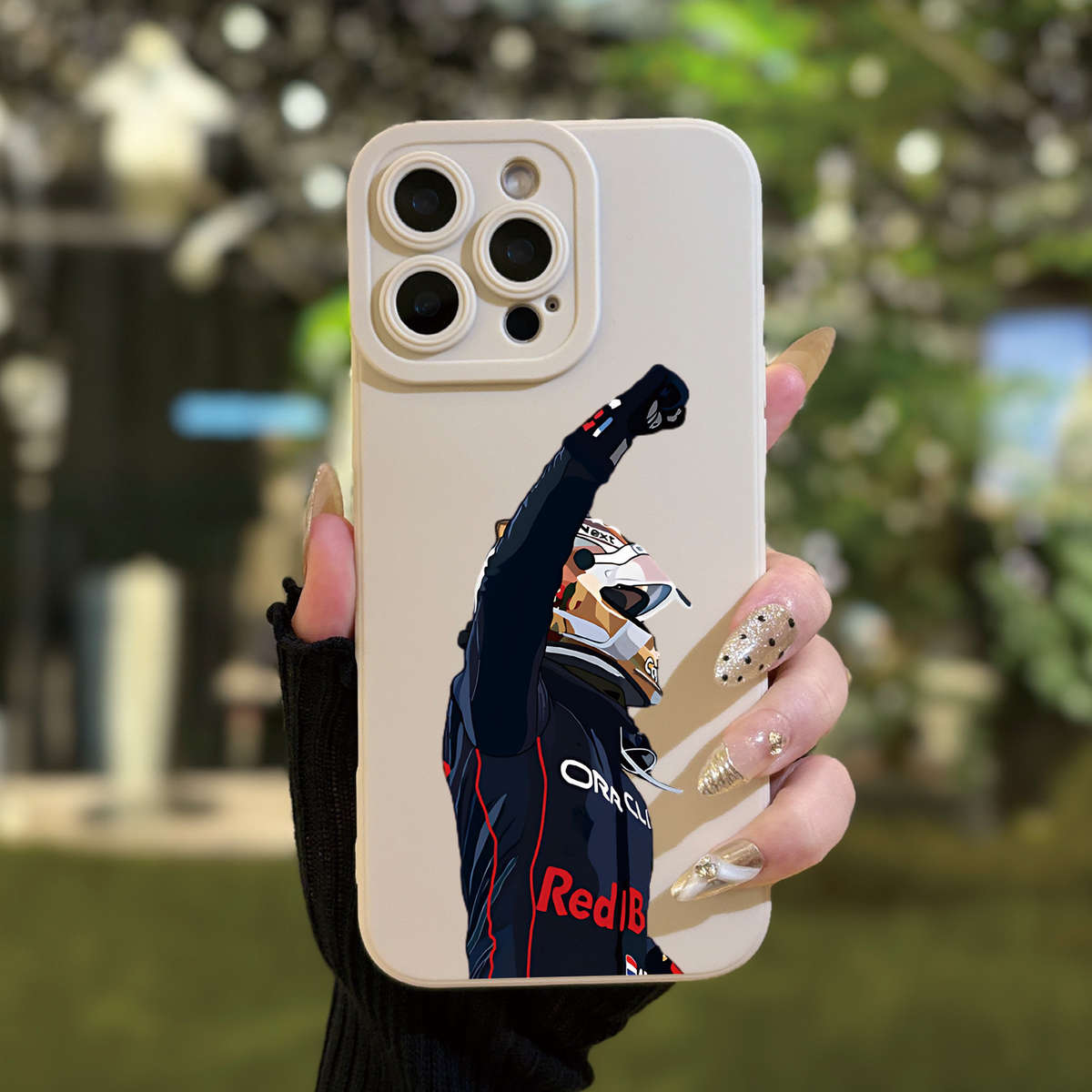 1Pc White For iPhone 16 Plus Angel Eye Racing Driver Phone Case