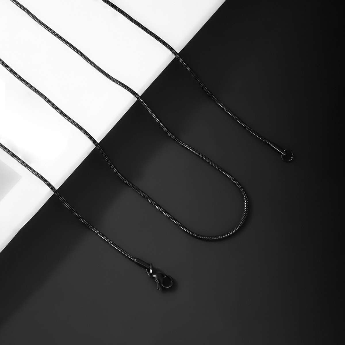 Crystal Stainless Steel Chain Necklace Black