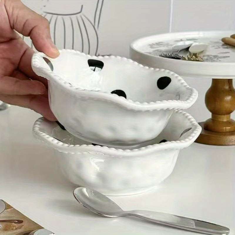 Bowl Color Black Polka Dot