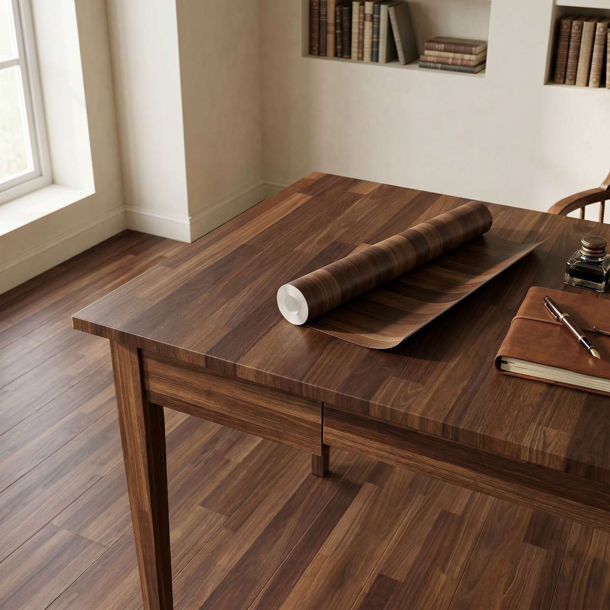 Self Adhesive Floor Stickers Parquet Walnut 40Cm*100Cm