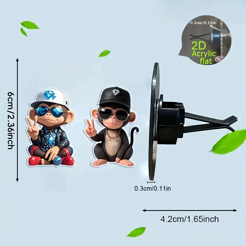 Car Interior Decor Style 2Pcs Monkeys