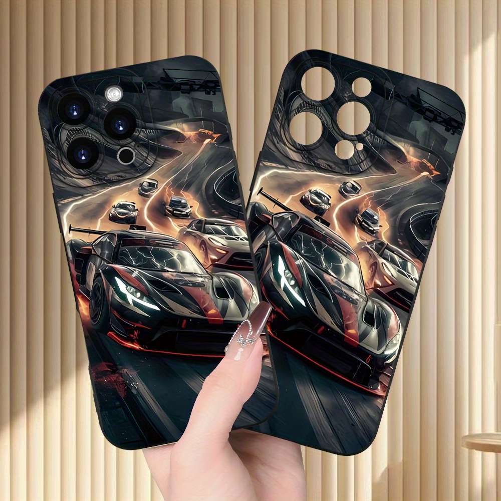 1Pc Black For iPhone 16 Plus Cool Sports Car Phone Case