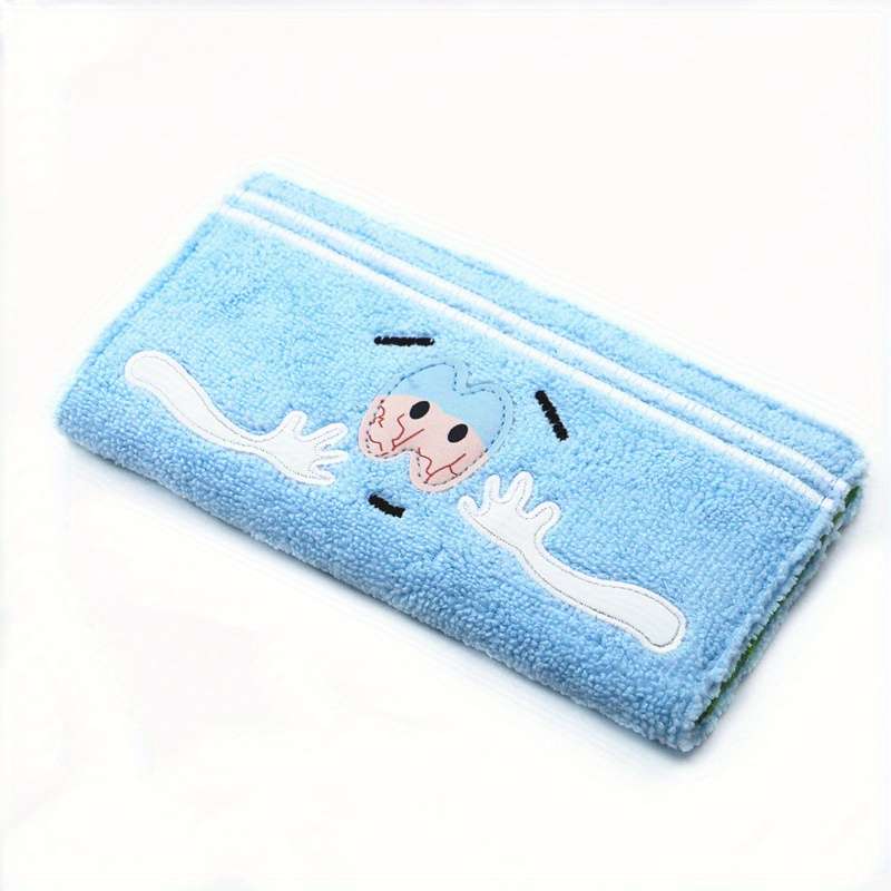 Sky Blue Cartoon Plush Zip Wallet Large Capacity Card Holder With Smiling Face Design Soft S