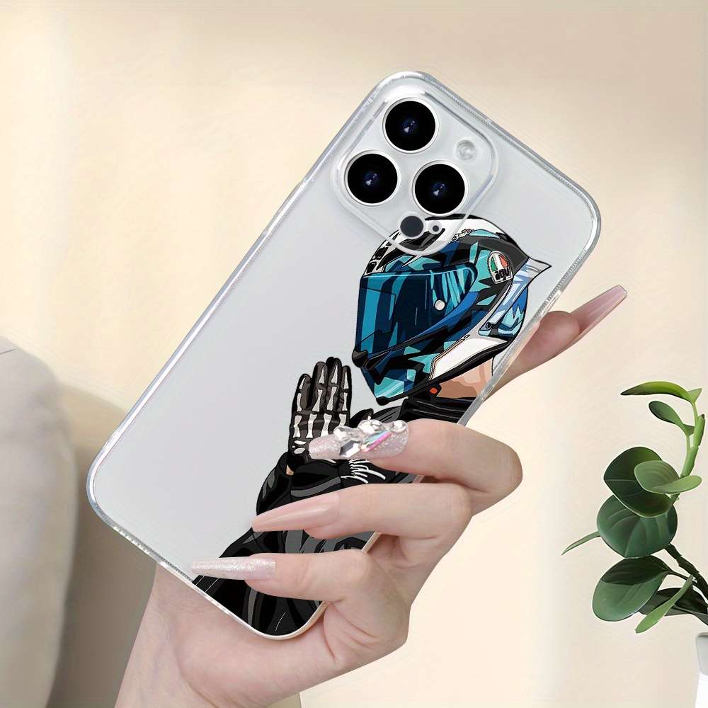 1Pc Transparent For iPhone XS Motorcycle Boy Phone Case