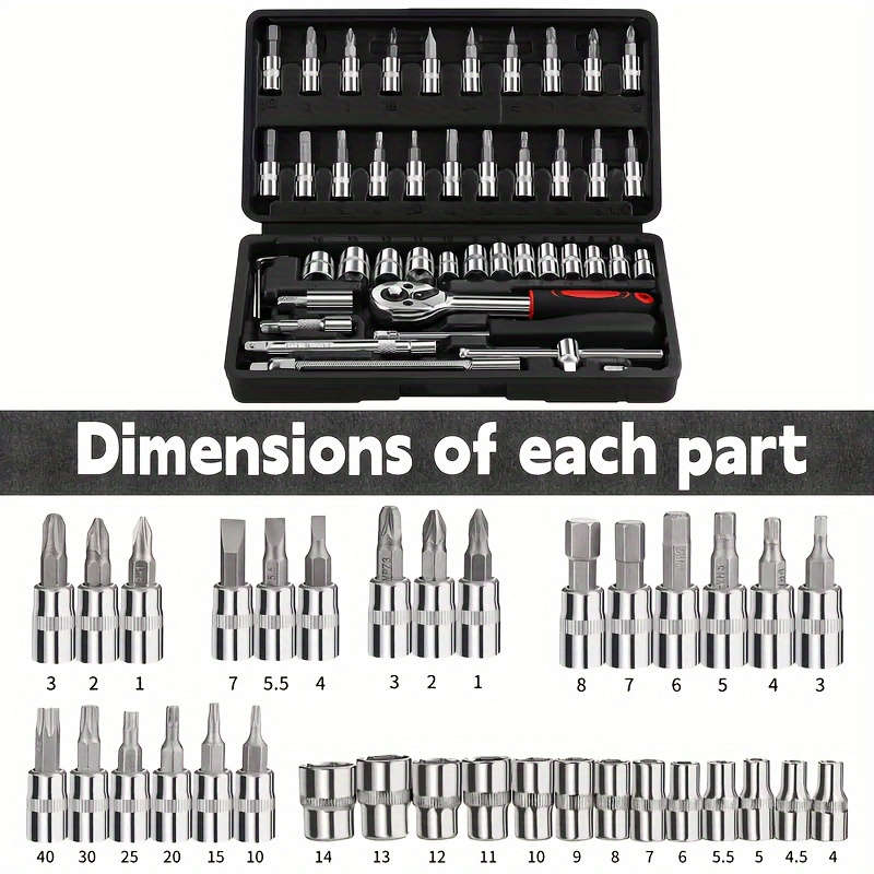 Screwdriver Bit Tool Set Color Black 46 Piece Set