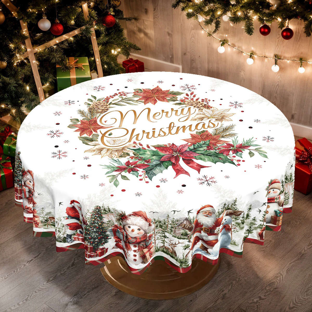 Christmas Tablecloth Size 150X150Cm  Round