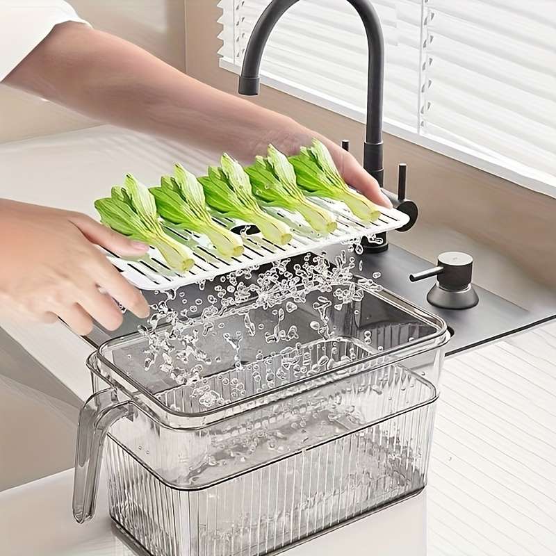 Antibacterial Box Transparent Set Of 3 1 Lid1 Box1 Draining Tray