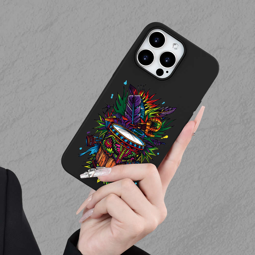 1Pc Black For iPhone 13 Pro African Hand Drum Phone Case
