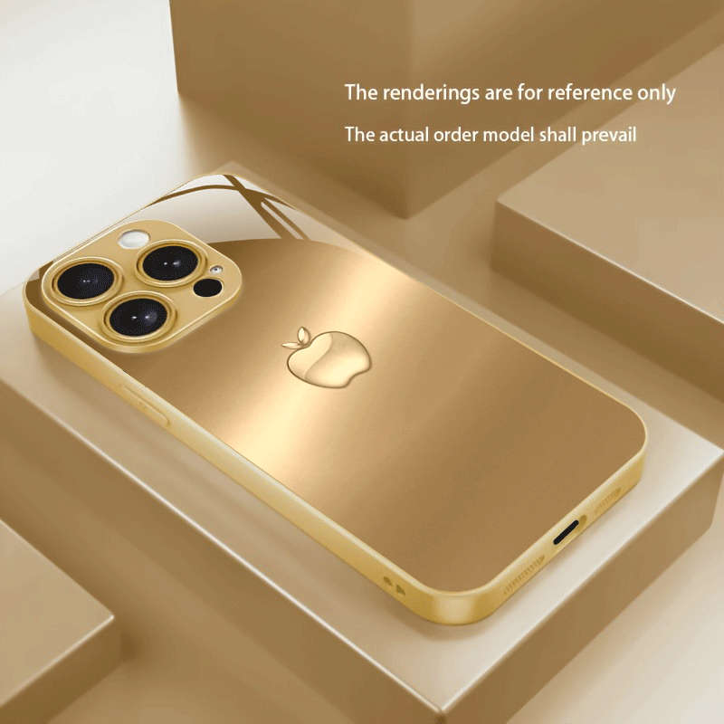 1Pc Golden For iPhone 14 Pro Max Golden Apple Pattern Phone Case