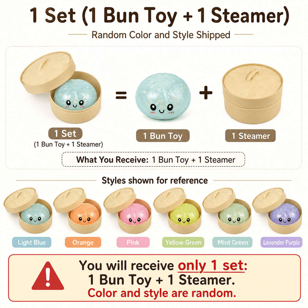 Squeezable Toys Color Random Colors And Styles Style 1 Set1 Bun Toy 1 Steamer