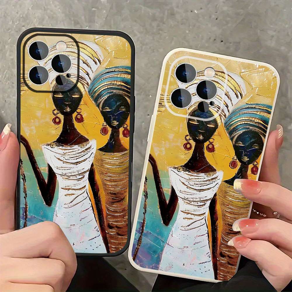 1Pc Ivory White For iPhone 16 Pro Max African Sisters Headwraps Phone Case