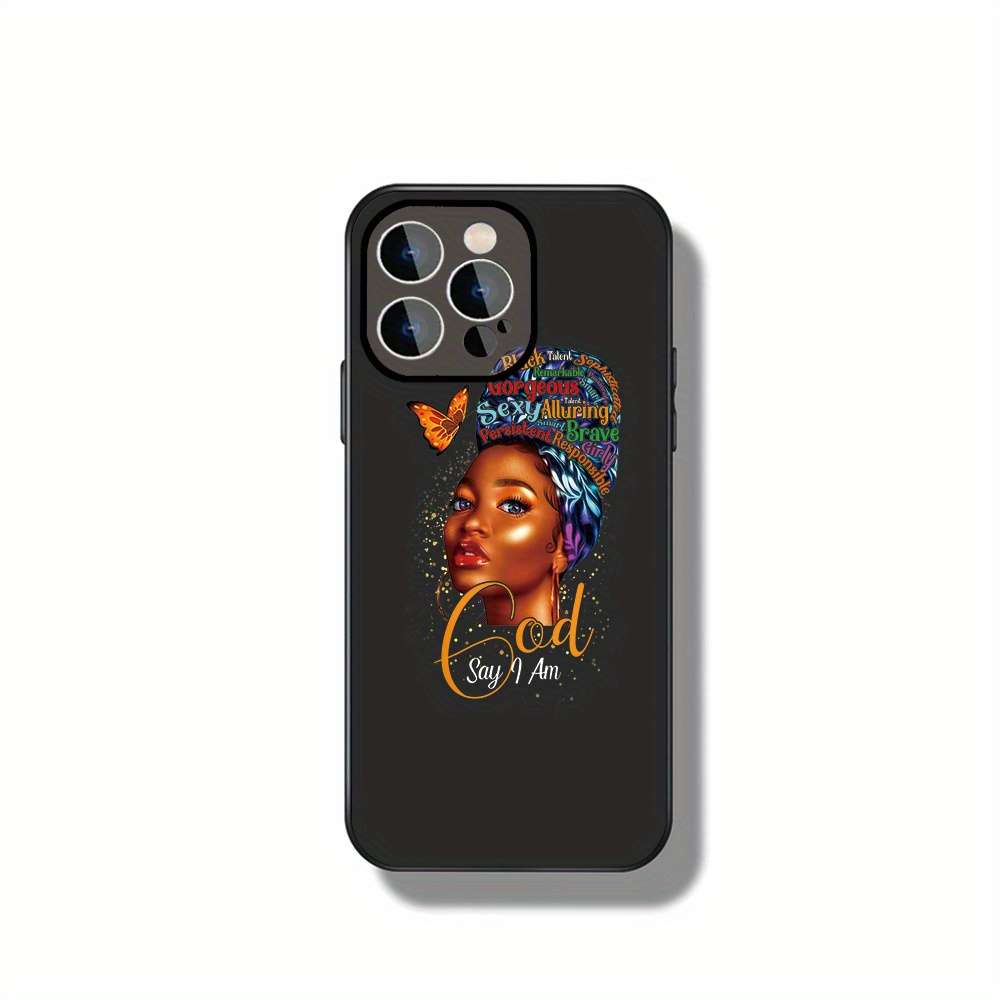 1Pc Black For iPhone 14 Pro Max Empowered Beauty Phone Case