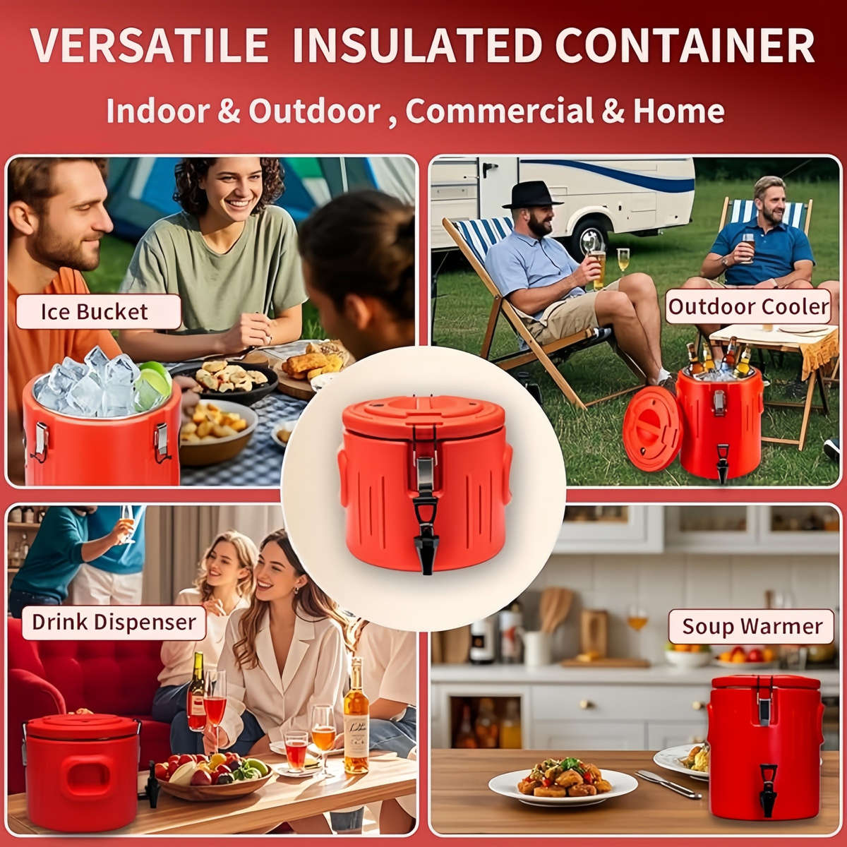 Ice Bucket Color Red Capacity2Gal  7.5L