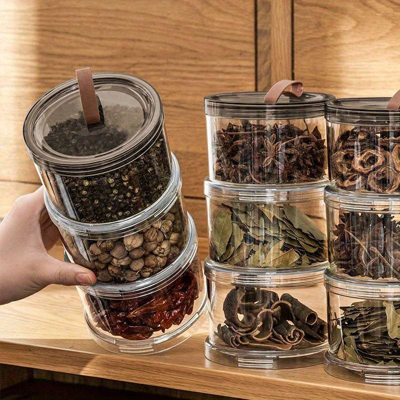 Sealed Jar Quantity 3Piece Set Round Handheld Spice Storage Box