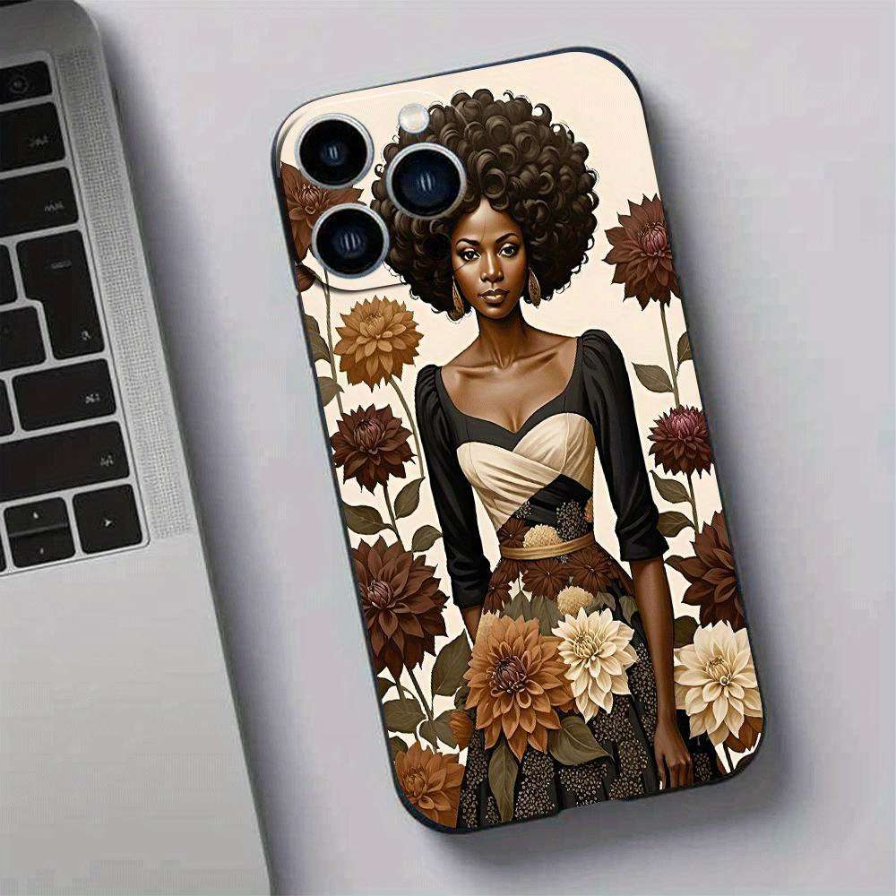1Pc Black For iPhone 16 Pro Max African Girl Phone Case