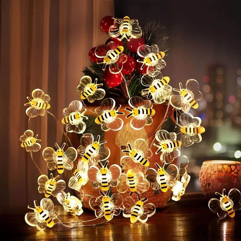 20Led Elegant Cute Bee Shaped String Lights Ideal For Outdoor Garden