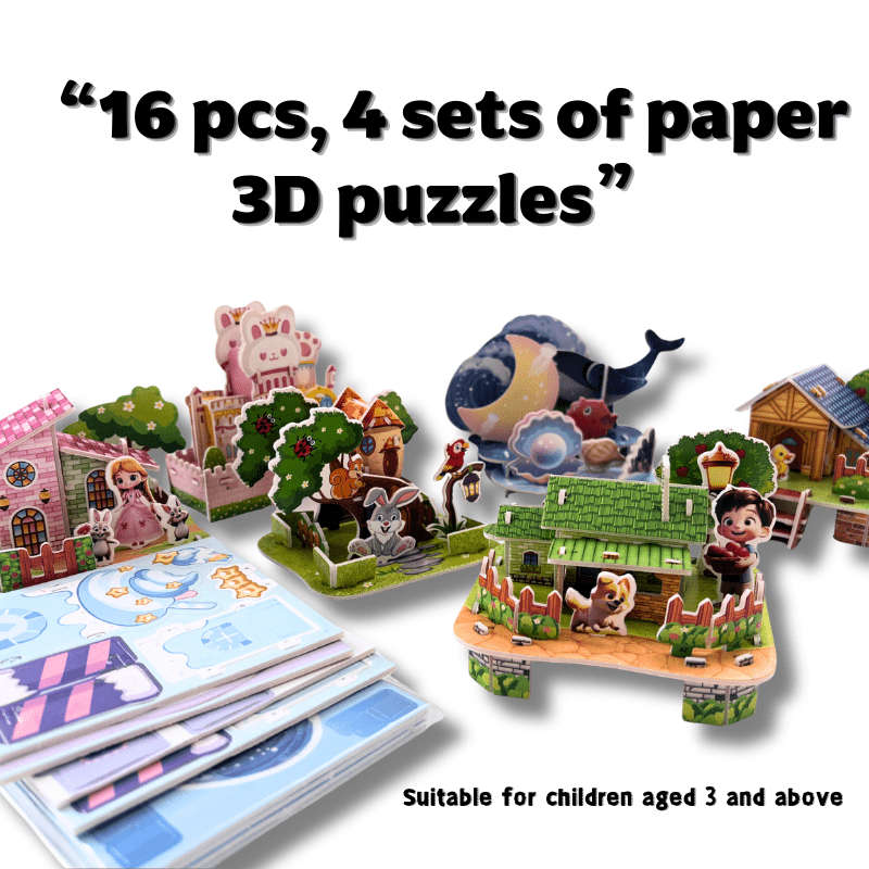 3D Building Model Puzzle Set Style Random Quantity 4 Pcs