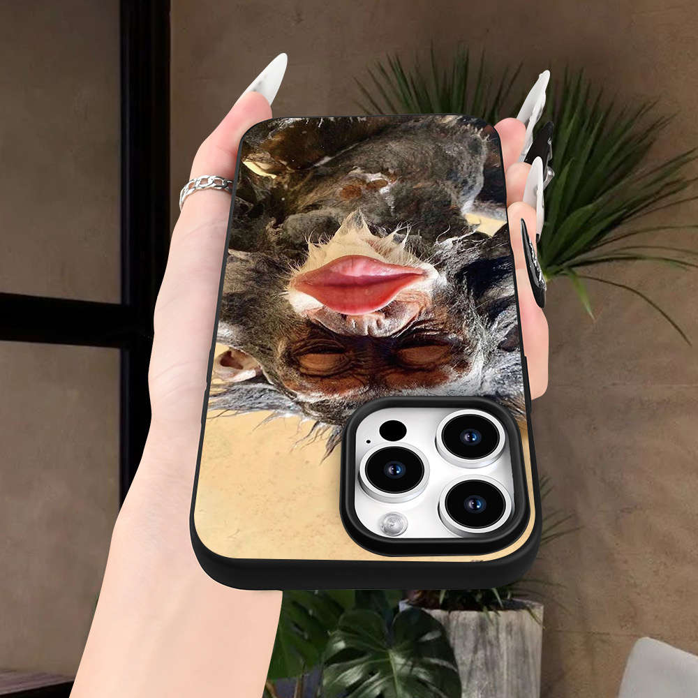 1Pc Black For iPhone 14 Pro Max Funny Kiss Pattern Phone Case