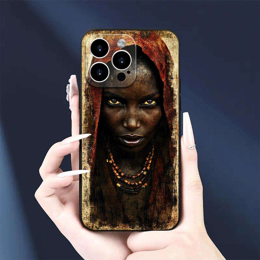 1Pc Black For iPhone 14 African Woman Phone Case