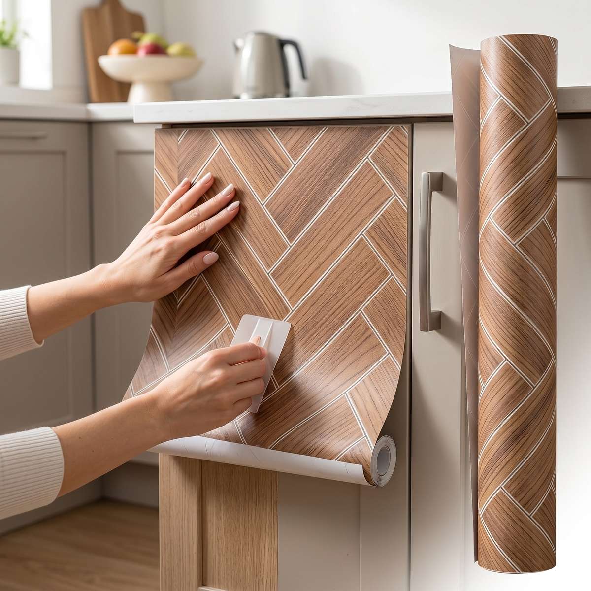 Self Adhesive Floor Stickers Herringbone Pattern Floor 30*200Cm