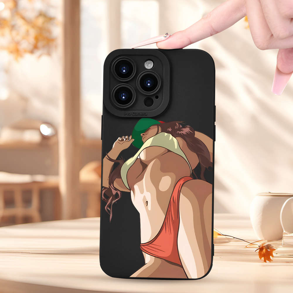 1Pc Black For iPhone 13 Trendy Patterned Phone Case