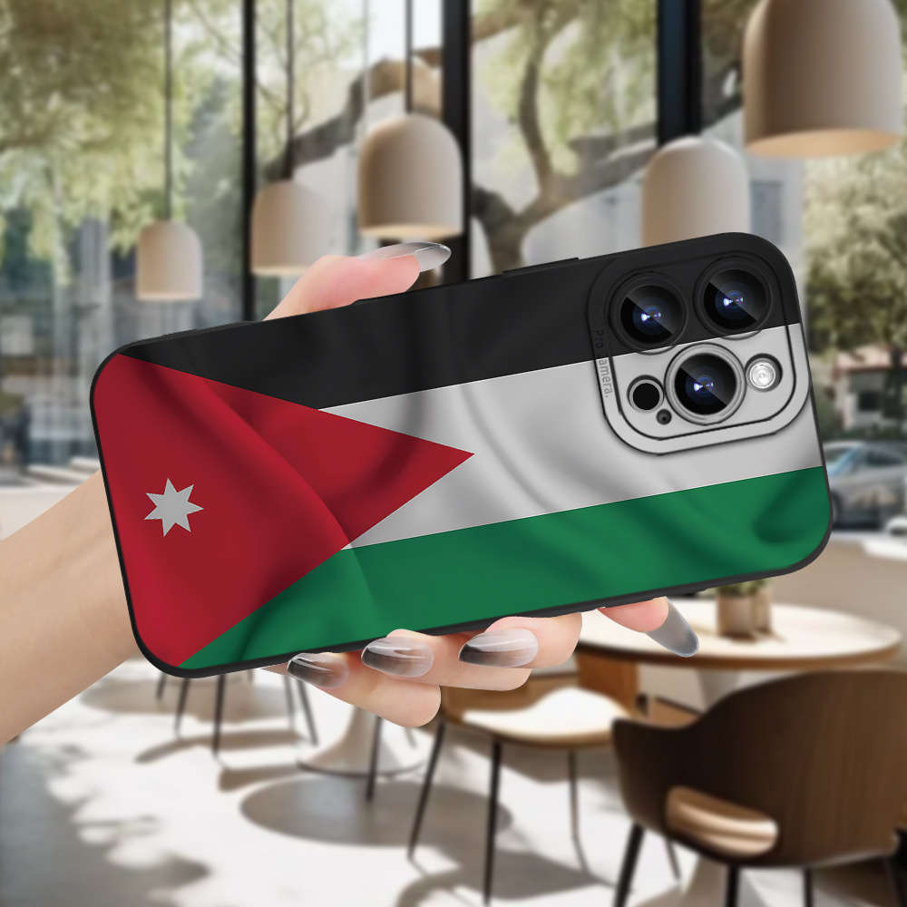 1Pc Black For iPhone 12 Flag Of TPU Painted Phone Case