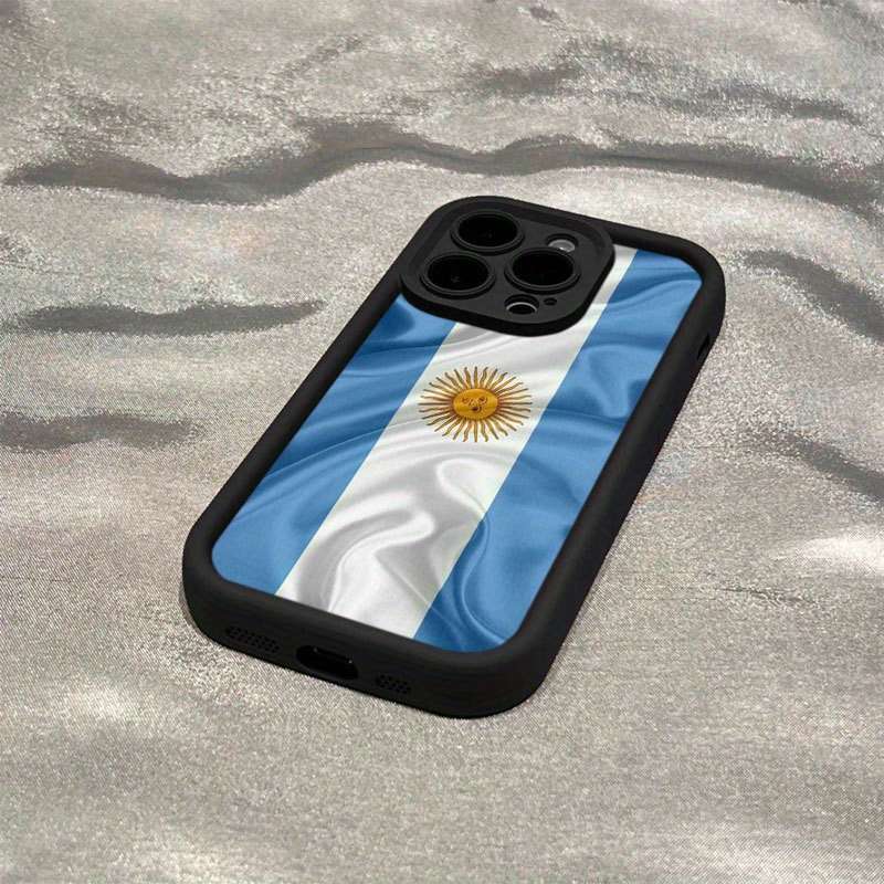 1Pc Black For iPhone 14 Argentine Flag Pattern Phone Case