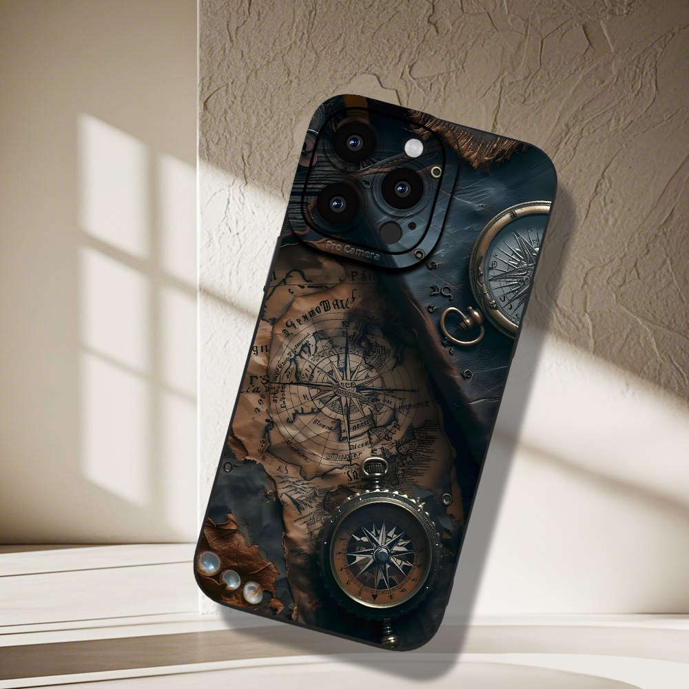 1Pc Black For iPhone 7 8 Vintage Nautical Pattern Phone Case