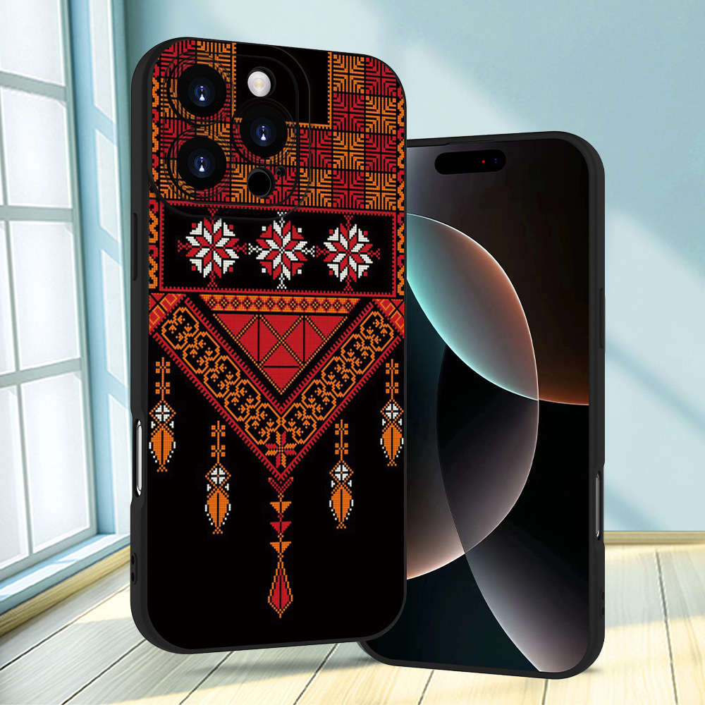 1Pc Black For iPhone 16e African Style Geometric Phone Case