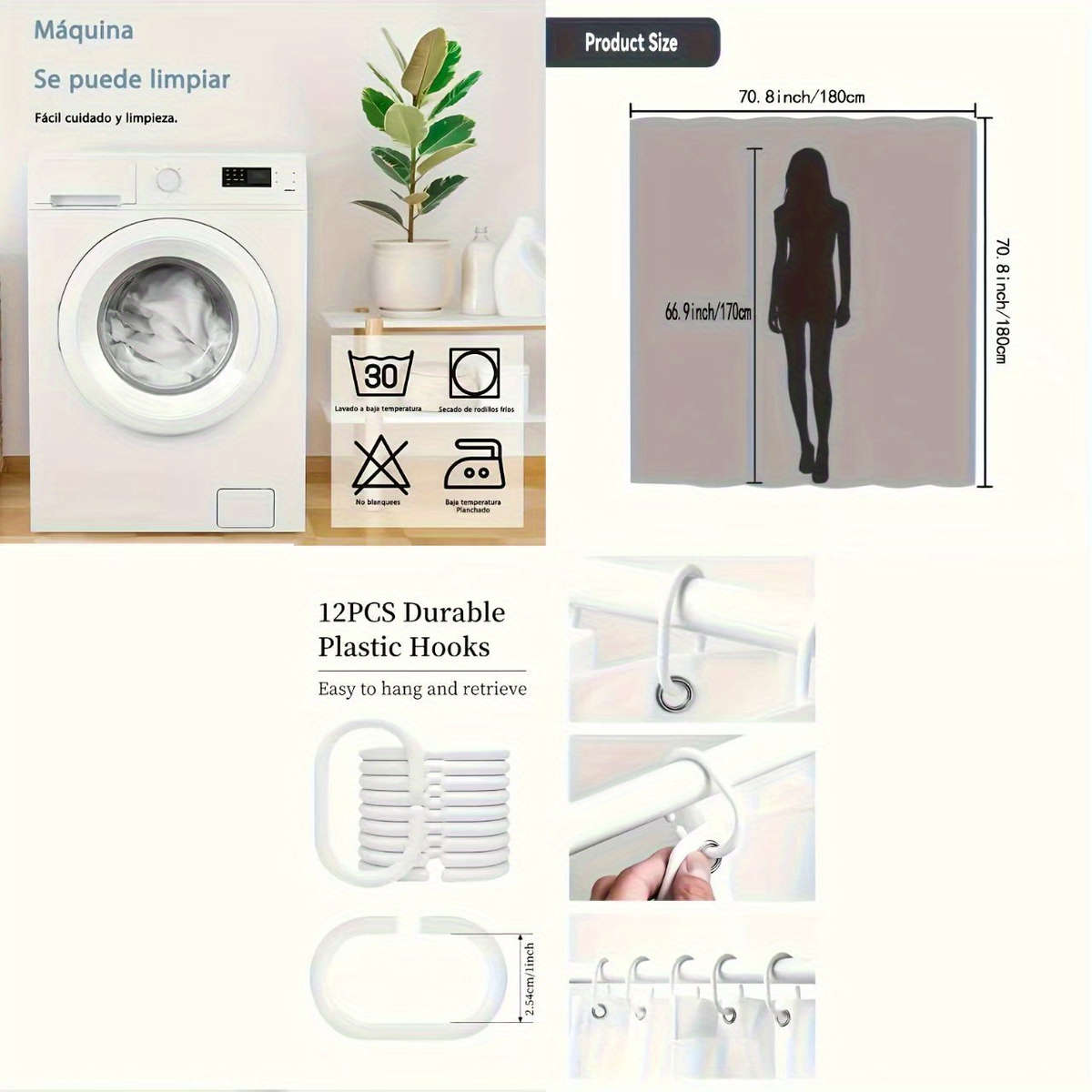 Waterproof Shower Curtain Color Polychrome Size 90X180 89.99Cm*180.01Cm