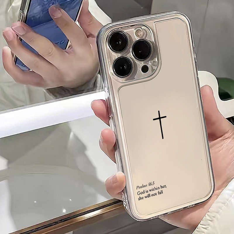 1pc Transparent For iPhone 11 Pro Cross Pattern Tpu Space Phone Case