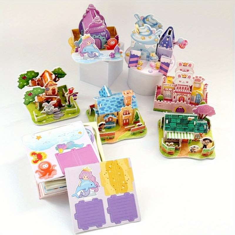 3D Building Model Puzzle Set Model Random Quantity 4 Pcs