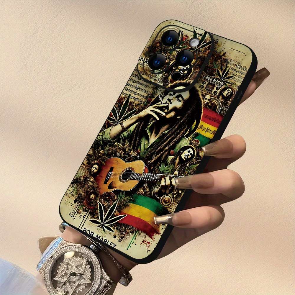 1Pc Black For iPhone 16 Bob Marley Reggae Phone Case