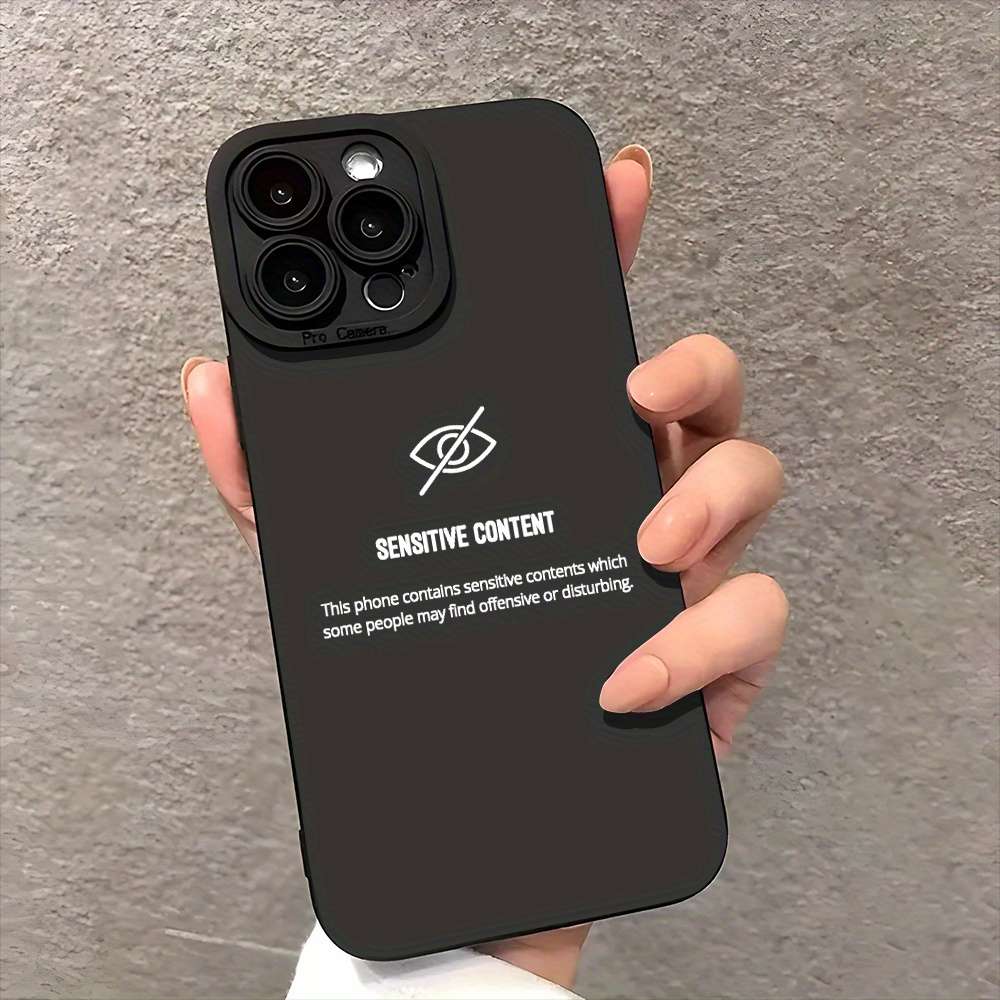1Pc Black For iPhone 16 Plus Humorous Warning Slogans Phone Case