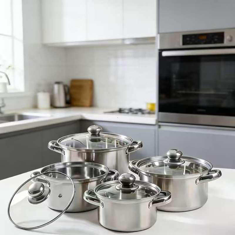 Heavy Duty Stainless Steel Cookware Set Home Cooking Camping Outdoor Use Multi