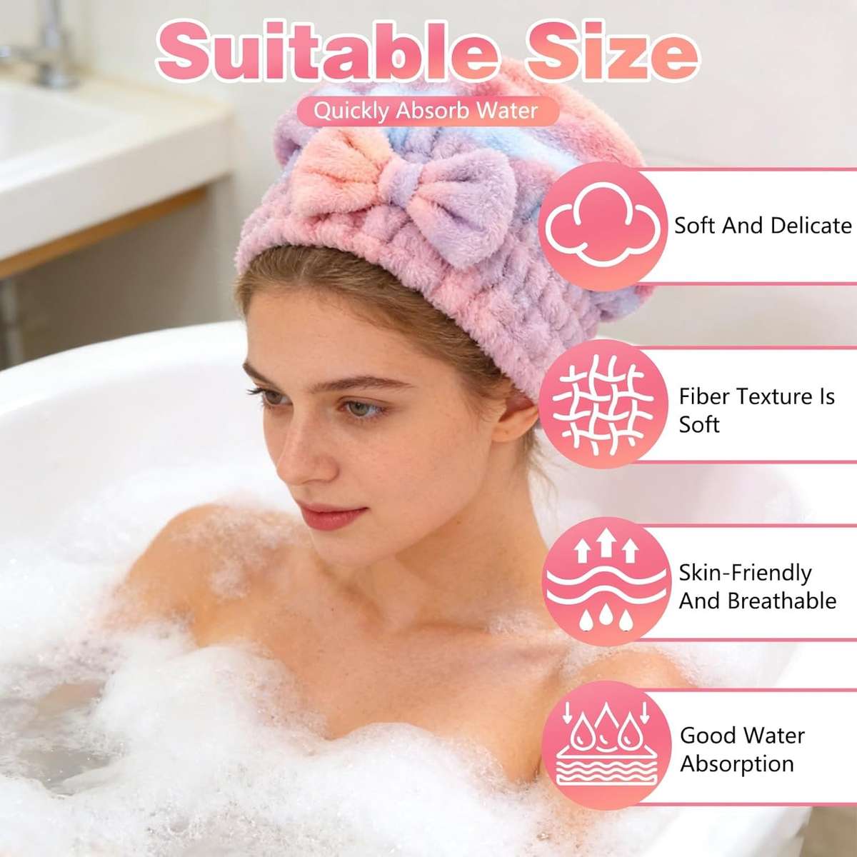 Hair Turban 2P Rainbow Hats