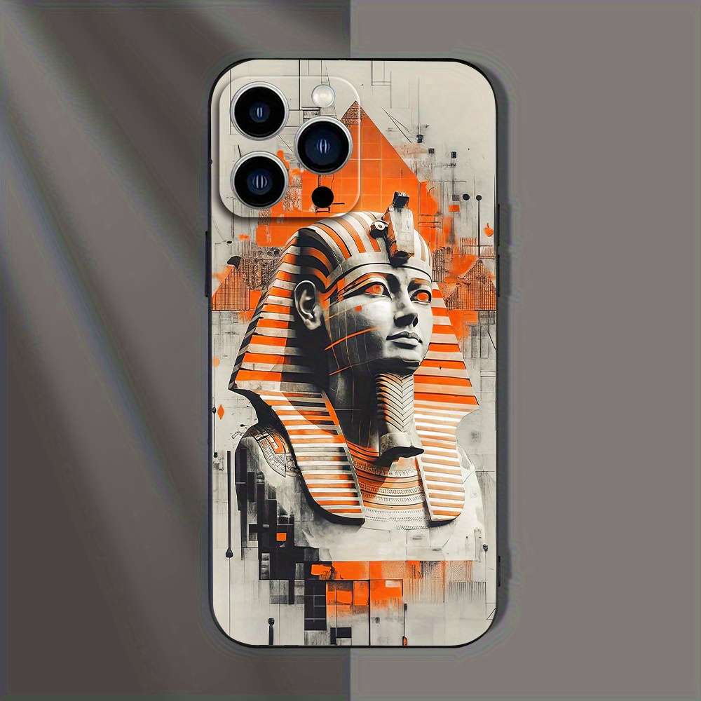 1Pc Black For iPhone 11 Pro Max Egypt Cartoon Pattern Phone Case